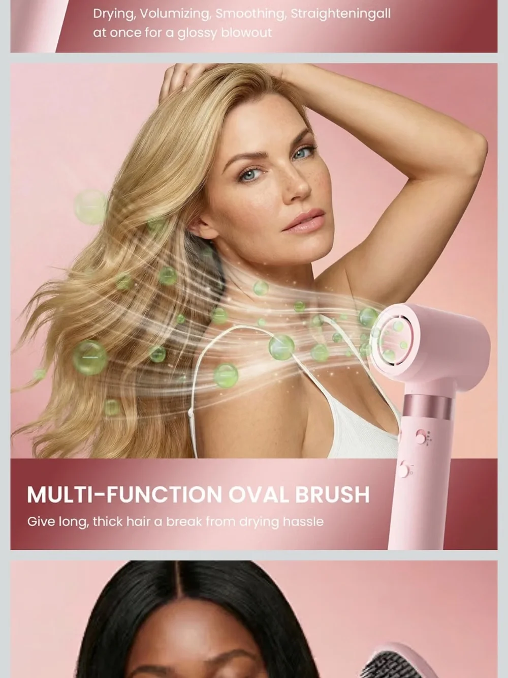 5-in-1 High-Speed Hair Dryer Brush - Pink